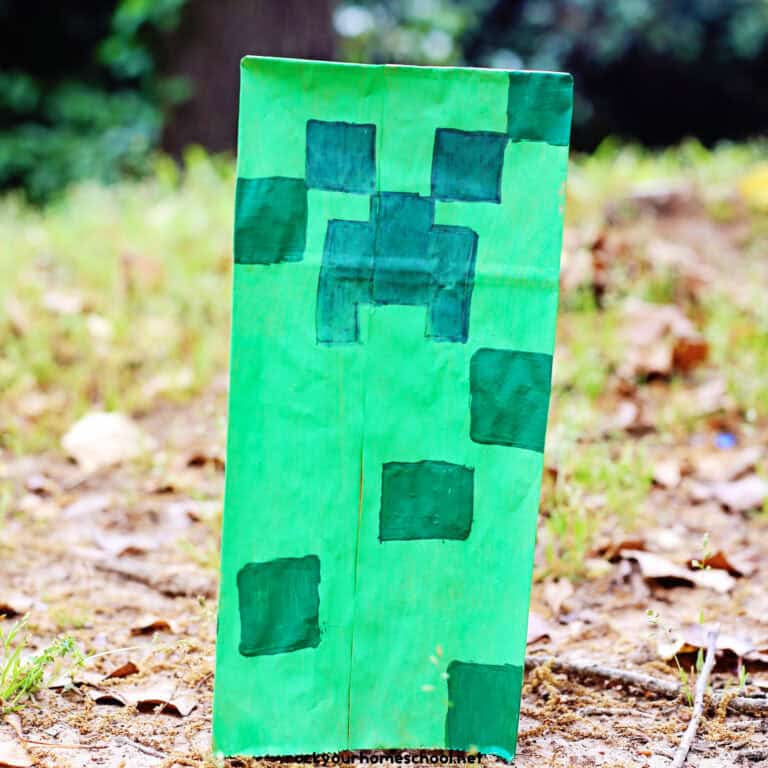 Example of paper bag Minecraft Creeper craft.