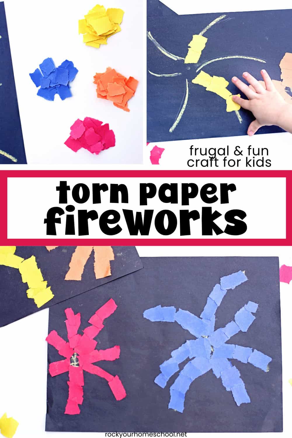 Fireworks Craft for Kids: How to Make with Torn Paper- Rock Your Homeschool