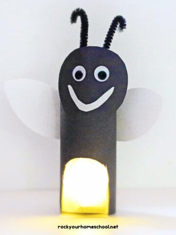 Example of toilet paper roll glowing firefly craft.