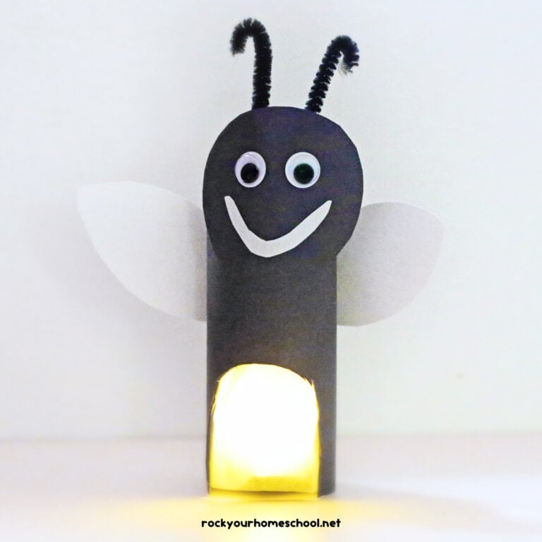 Example of toilet paper roll glowing firefly craft.