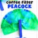 Example of coffee filter peacock with blue clothespin.