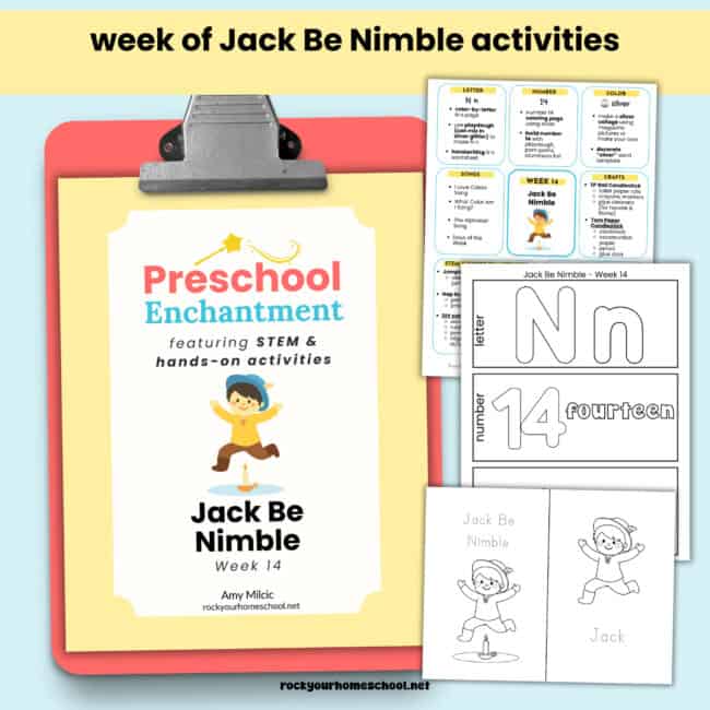 Cover of Preschool Enchantment's Jack Be Nimble unit study with guid and activities.