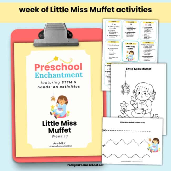 Cover of Preschool Enchantment's Little Miss Muffet unit study and activities.