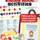 Examples from free printable Little Red Riding Hood activities set with pattern path, weekly guide, and story props featuring Little Red Riding Hood, cottage, and wolf dressed as grandma in bed.