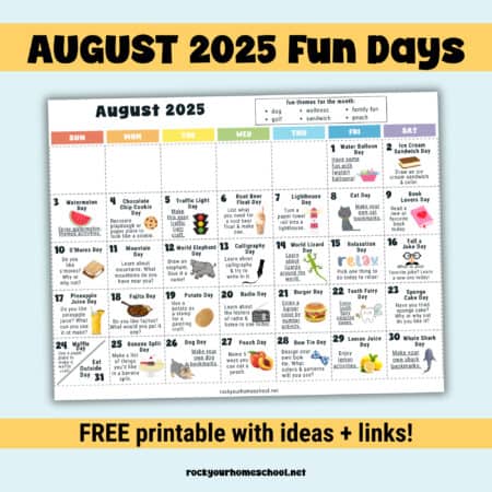 Example of printable August 2025 Fun Days calendar.