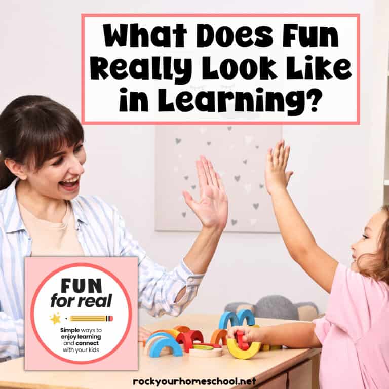 Mom giving daughter a high five as they work on a wood rainbow puzzle to show What Does Fun Really Look Like in Learning?