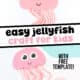 Examples of paper and yarn jellyfish crafts in pink and white.