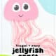 Example of cute and easy jellyfish craft made with pink paper and pink and white yarn.