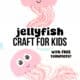 Examples of paper and yarn jellyfish crafts in pink and white.
