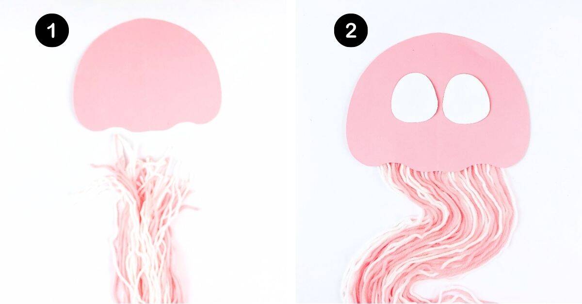 Pink paper with pink and white yarn.
