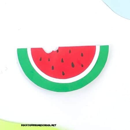 Example of rocking paper watermelon craft.