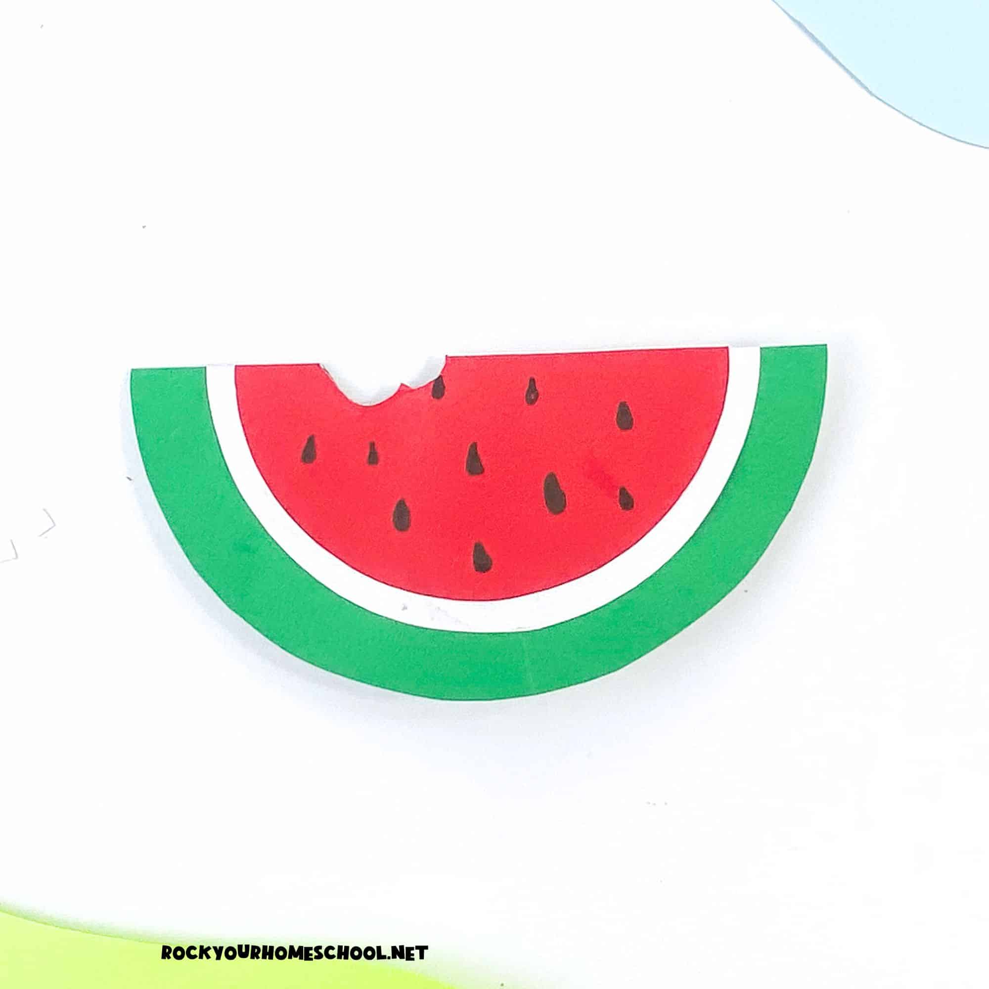Example of rocking paper watermelon craft.