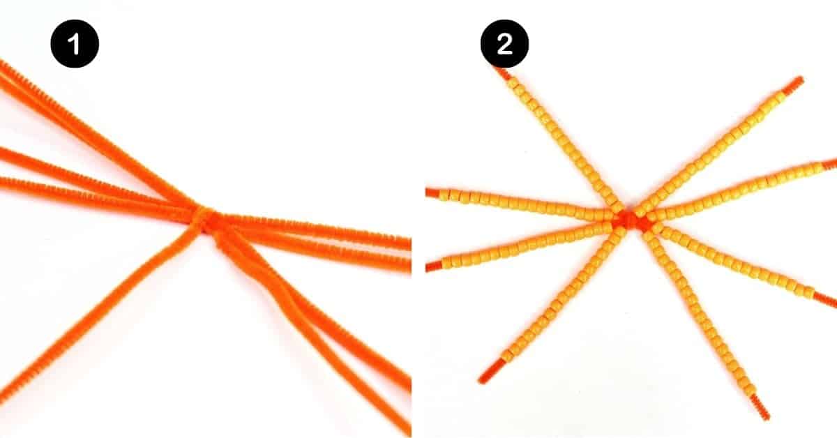 Orange pipe cleaners with orange pony beads.
