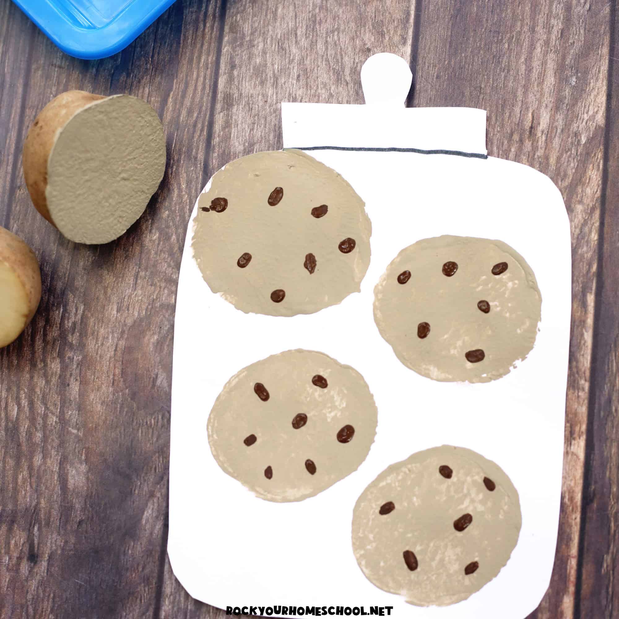 Example of potato stamp cookie jar stamp.