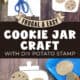 Example of cute and easy cookie jar craft with white paper, scissors, tan and brown paints, and potato.