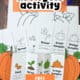 Examples of free printable pumpkin life cycle activity in color and black-and-white versions for a fun science foldable.