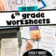 Middle school boy working on 6th grade worksheets from Education.com for social studies, reading, math, and science.