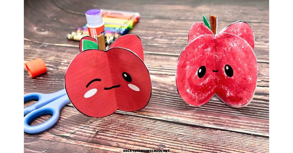 Examples of 3D paper apple crafts.
