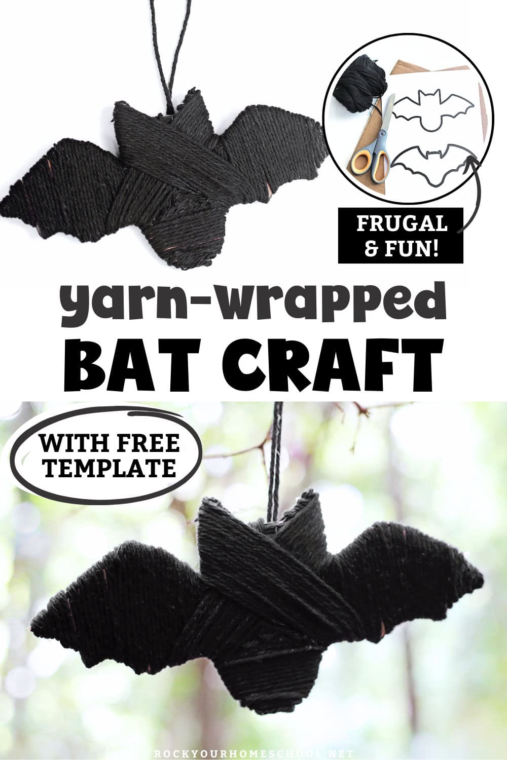Easy Bat Craft Made With Yarn [Free Template] - Rock Your Homeschool