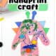 Example of easy monster handprint craft with googly eyes, construction paper, and pom poms.