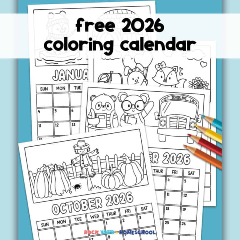 Free 2026 Coloring Calendar for Kids with Fun Ideas to Enjoy - Rock ...