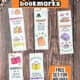 5 examples of free printable Thanksgiving bookmarks to color.