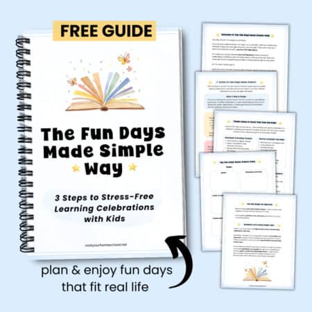 Cover of The Fun Days Made Simple Way with examples of printable pages from this free guide.