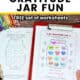 wo examples of gratitude jar worksheet set with crayons and color pencils.