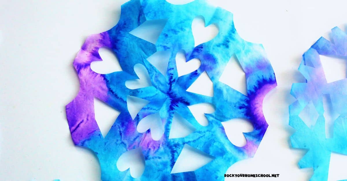 Example of coffee filter snowflake craft. 