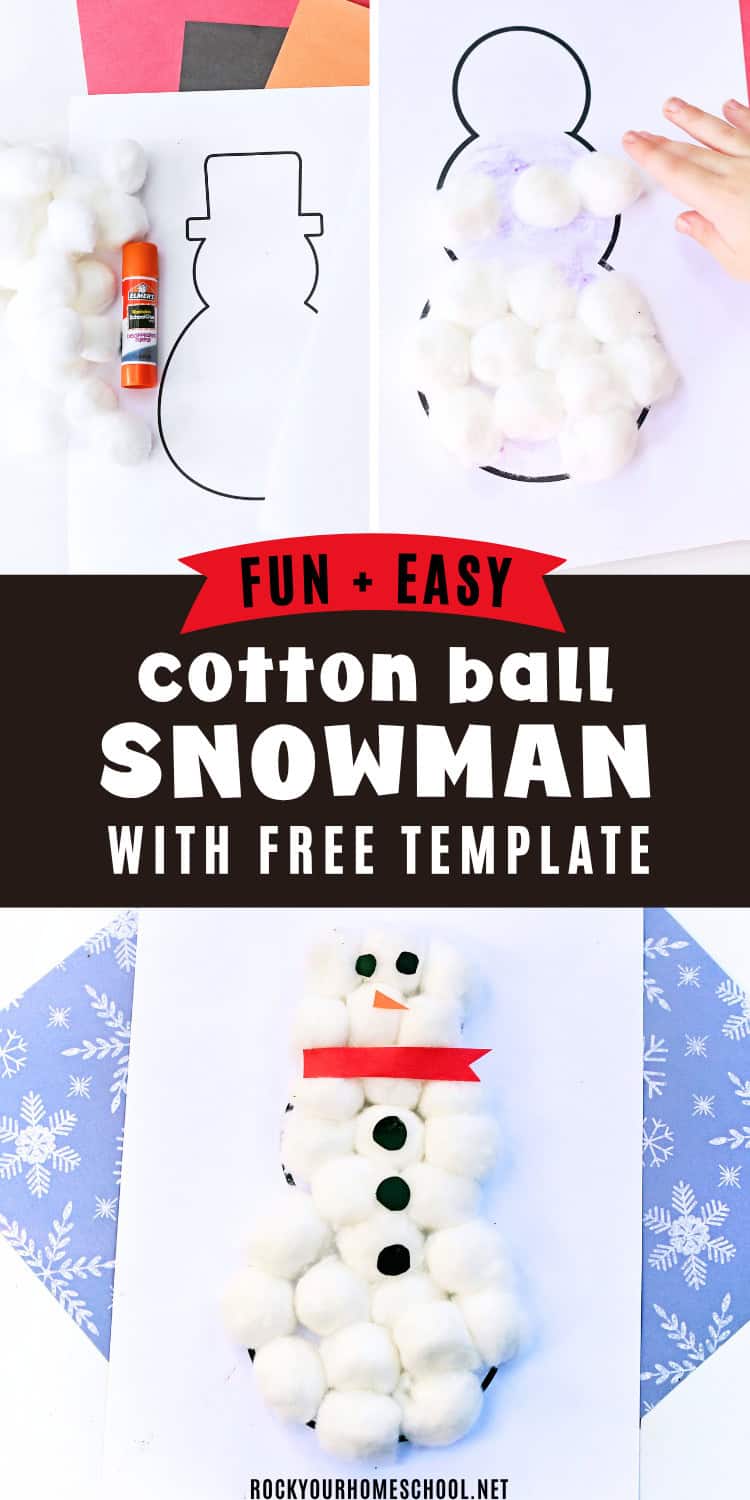 Cotton Ball Snowman Craft for Kids with Free Template Rock Your Homeschool