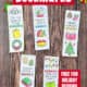 Five free printable Christmas bookmarks with mini erasers, color pencils, and crayons.