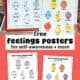 Examples of of free printable feelings posters for kids to help with self-awareness and more.