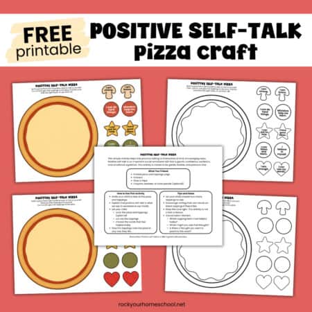 Examples of free printable pages from this positive self-activity pizza craft set.