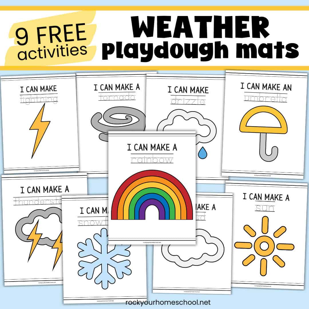 9 free printable weather playdough mats.