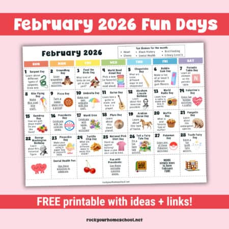 Example of free printable February 2026 Fun Days Calendar.