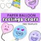 Examples of paper balloons feelings craft for kids with free templates, crayons, and scissors.
