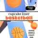 Craft supplies of blue construction paper, black marker, glue stick, and orange cupcake liner with two examples of easy basketball craft for kids.