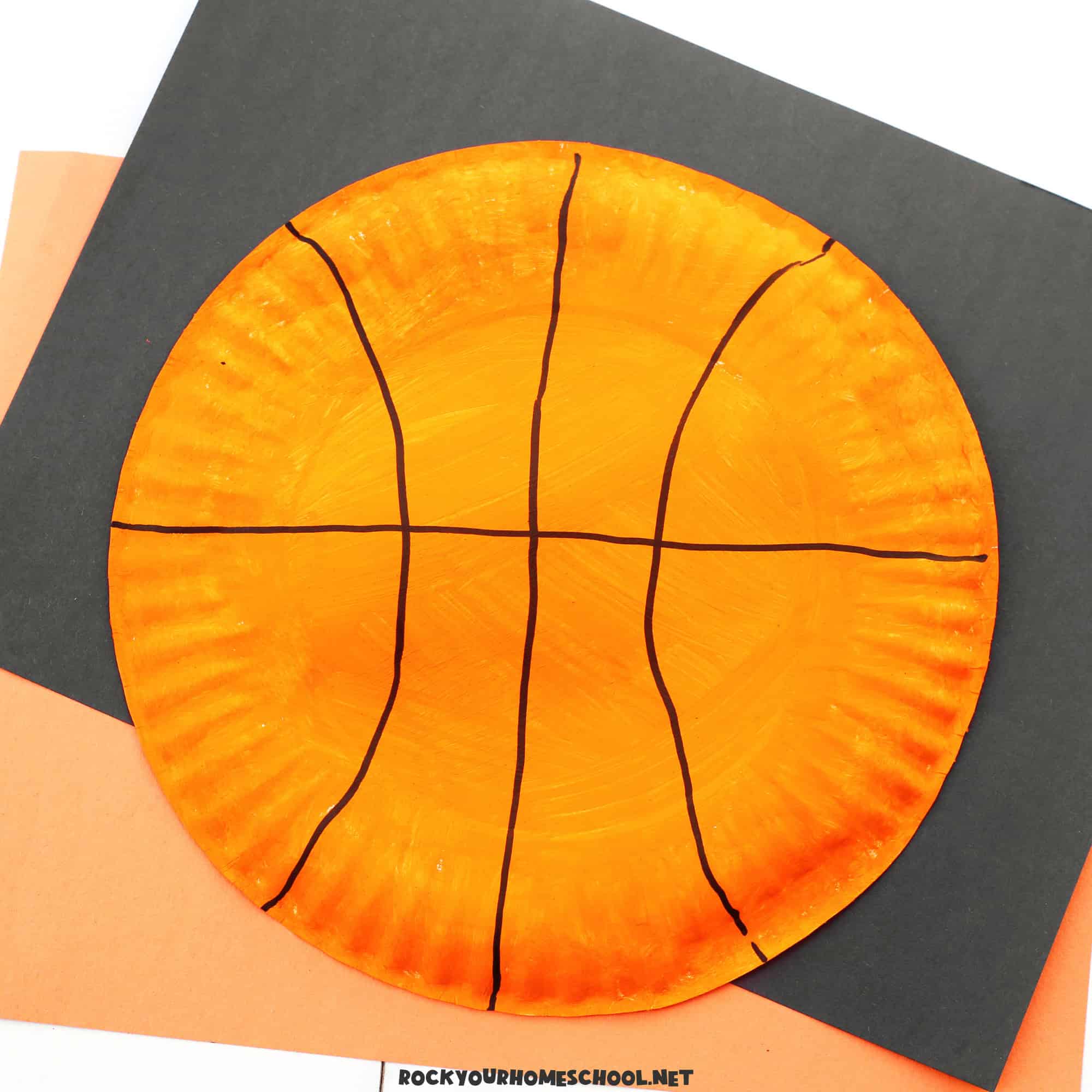 Example of paper plate basketball craft for kids.