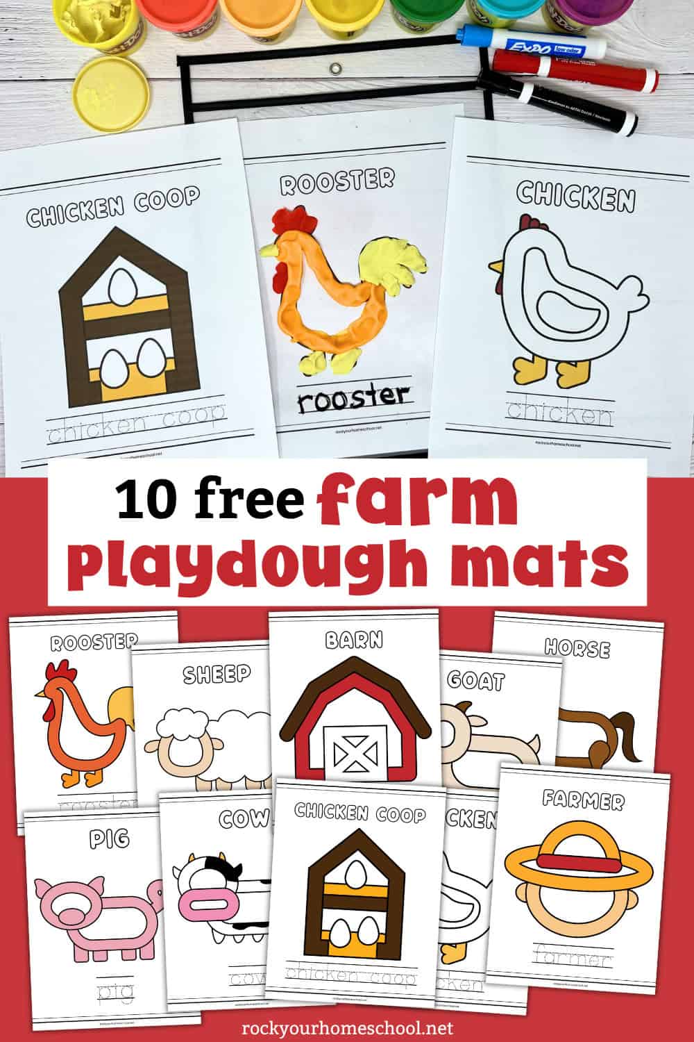 10 Free Farm Playdough Mats for Learning & More- Rock Your Homeschool