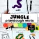 Examples of jungle playdough mats including snake, hippo, tree frog, and toucan.