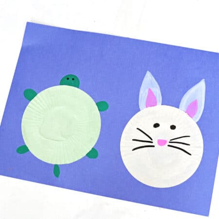 The Tortoise and The Hare craft for kids using cupcake liners.