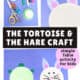 Blue construction paper, cupcake liners, markers, glue stick, and scissors plus examples of this cute fable craft featuring The Tortoise and The Hare for kids.