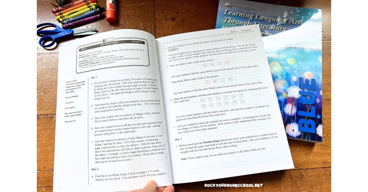 Peek inside the Teacher Book with the student book for this first grade homeschool language arts curriculum.