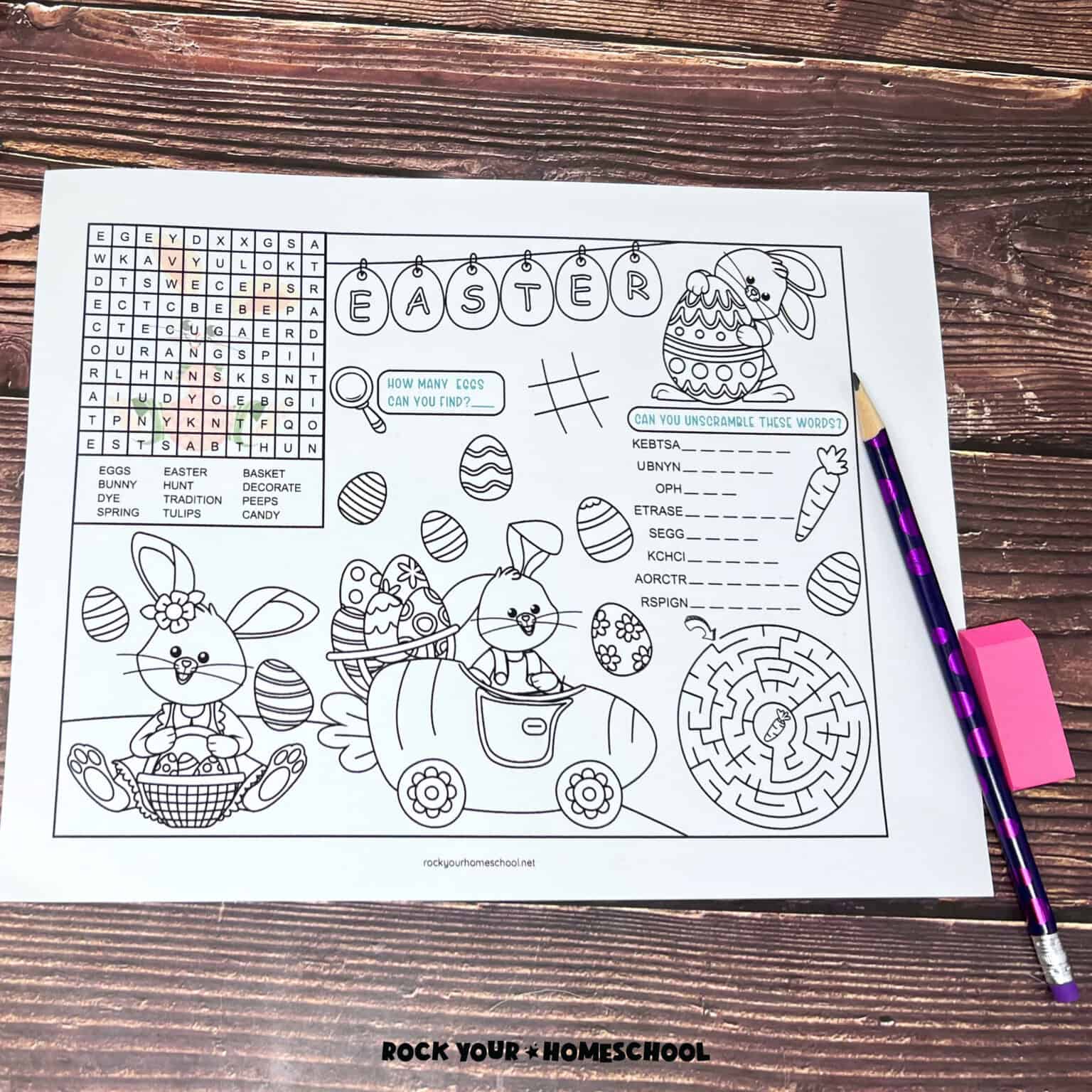 Free printable Easter activity sheet for kids.