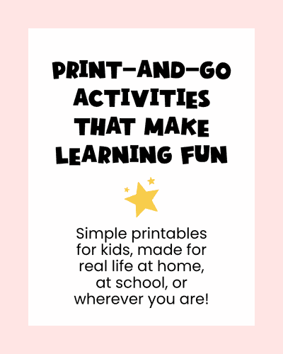 Print-and-go activities that make learning fun at Rock Your Homeschool with gold star.